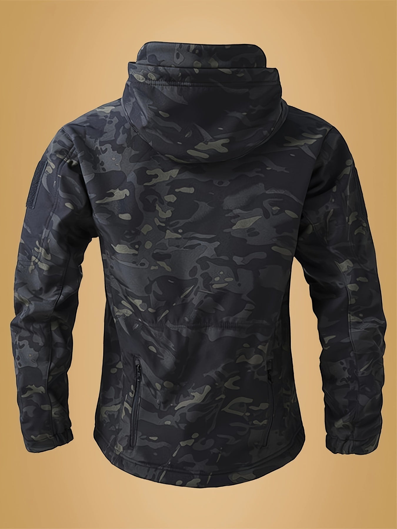 Men's Tactical Camo Windbreaker | Waterproof, Mid-Length Military Jacket with Hood