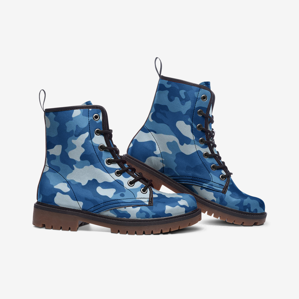 Military Blue Camo Boots | Lightweight Leather