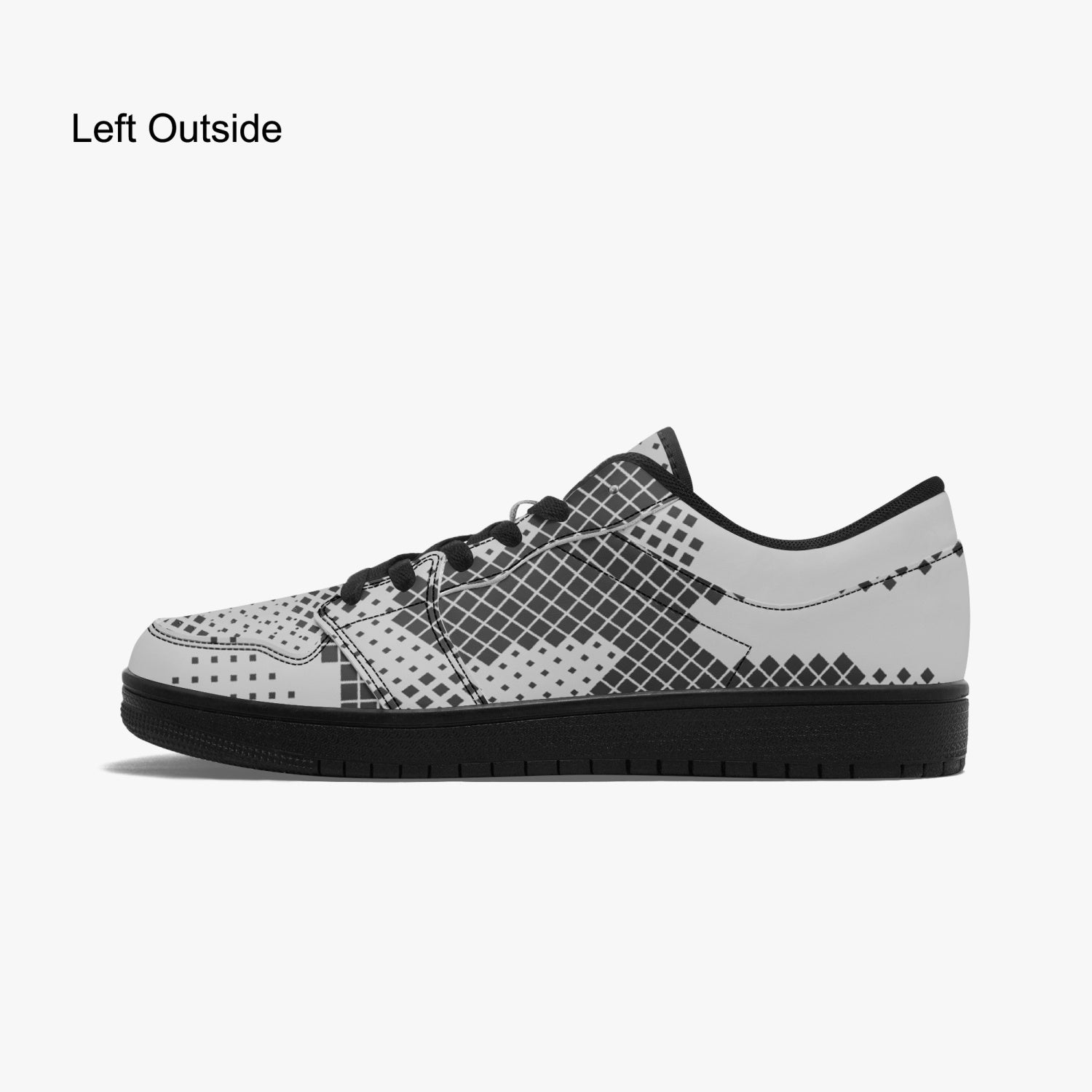 Camo Sneakers | Gray Pixel Low-Top Leather Camouflage Shoes