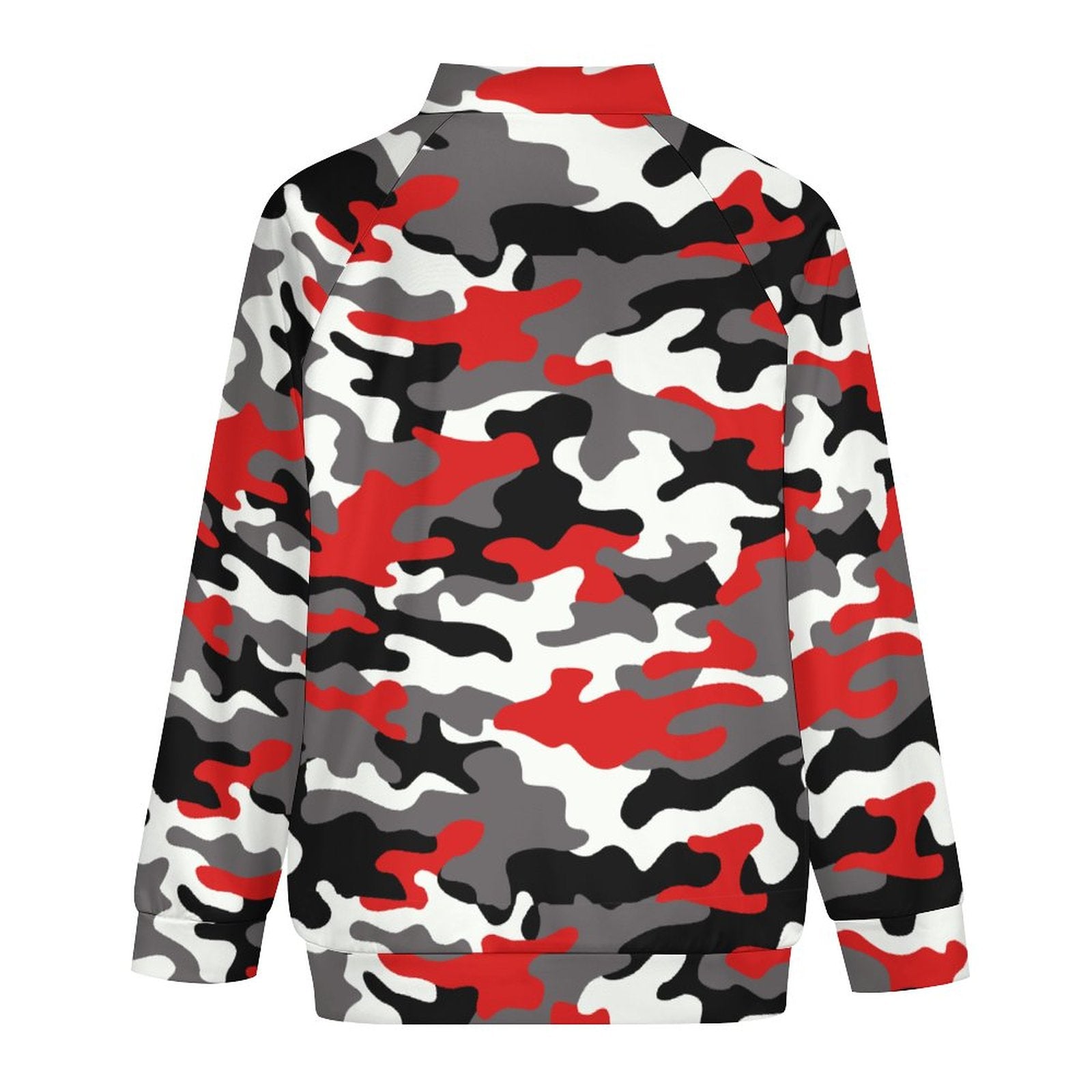 Camo Shirt | Raglan Zip-up | Red, Black, and White