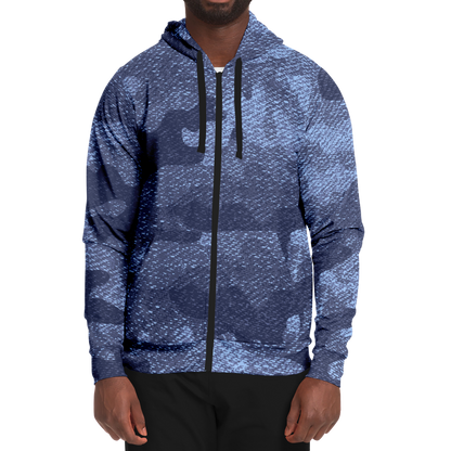 Zip-Up Hoodie | Denim Blue Camouflage