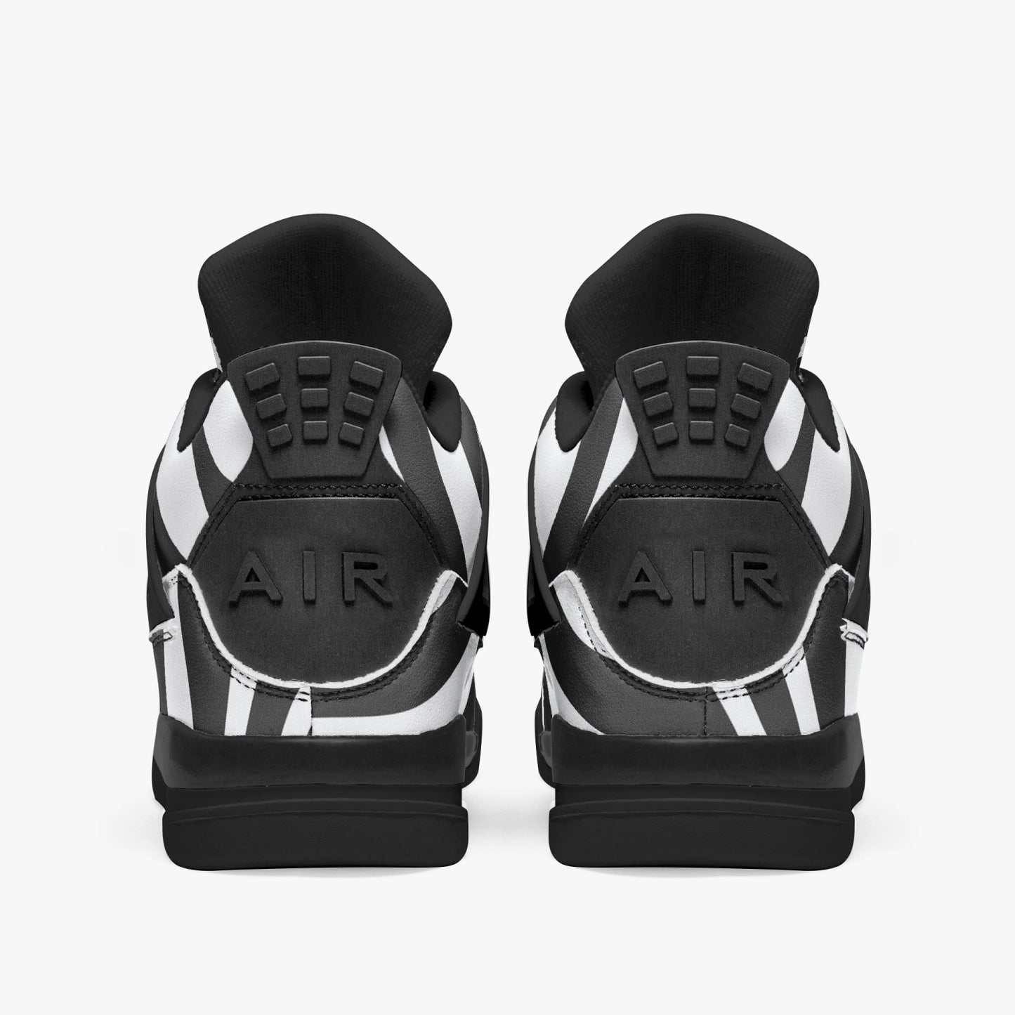 Zebra Jordans AJ4 | Black and White Sneakers