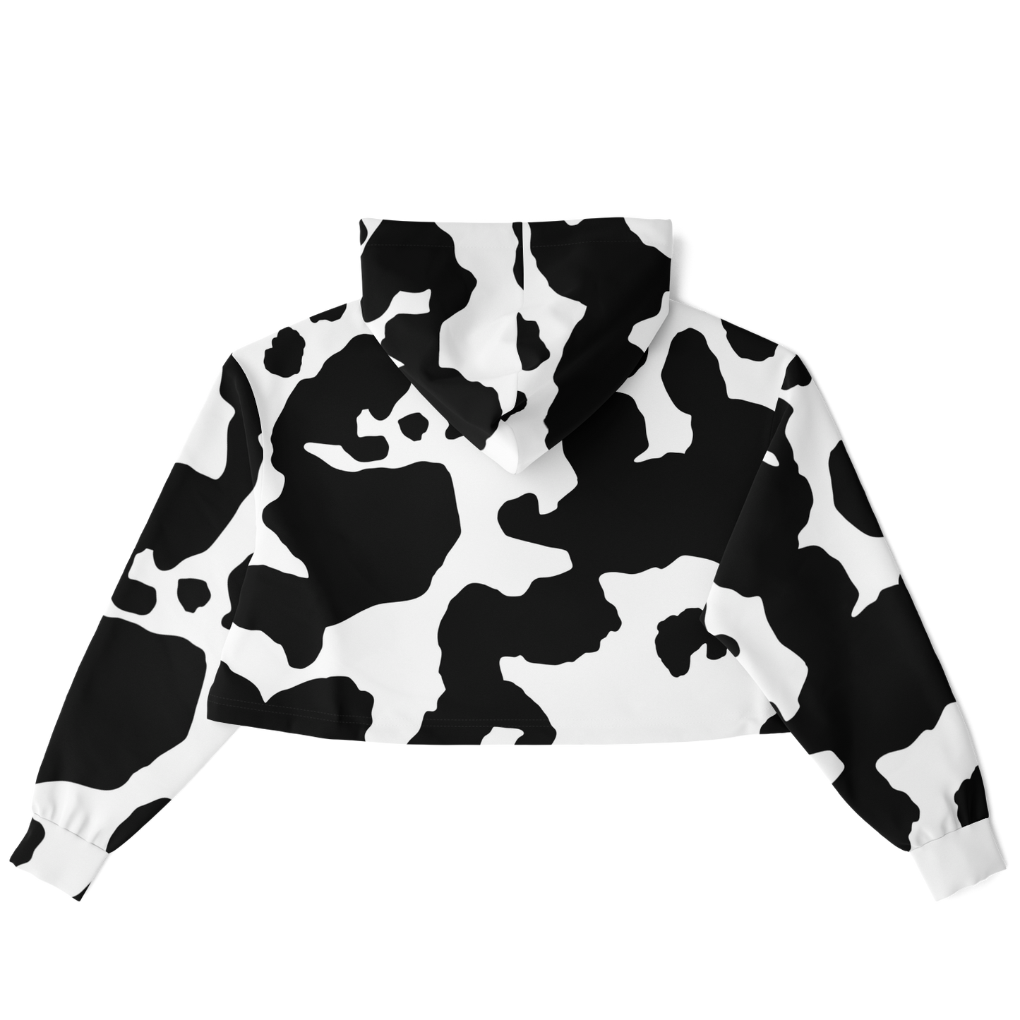 Cropped Hoodie For Women | Black & White Cow Camouflage