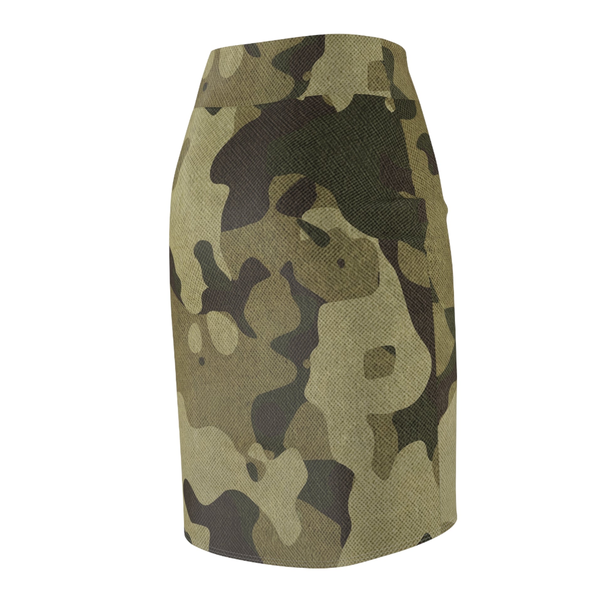 Camo Mini Skirt | Pencil Cut | Green Fabric