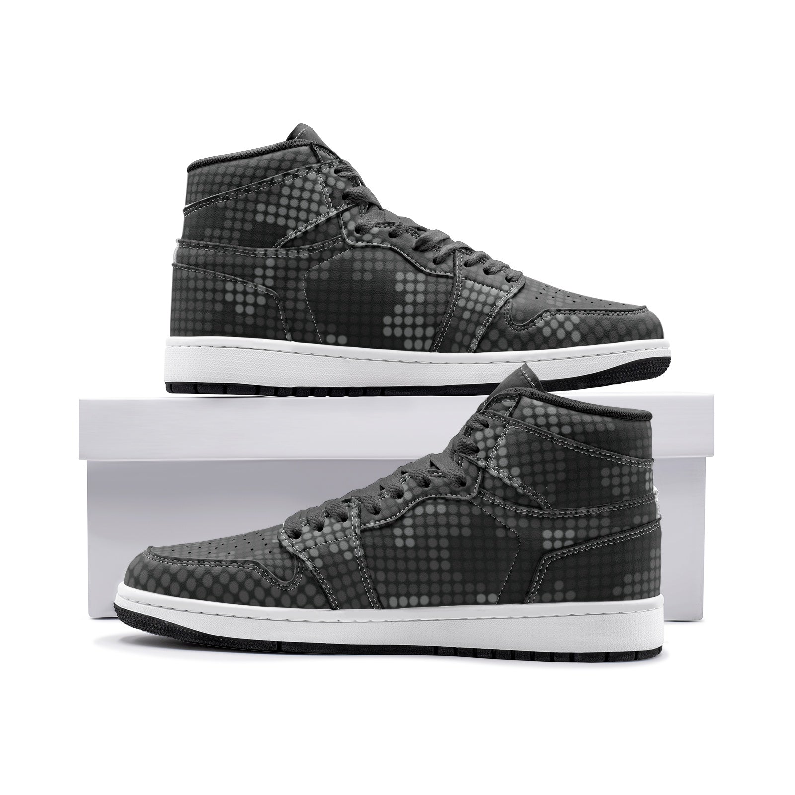 Black Camo Sneakers | High Top | Stylish Pixel Camouflage