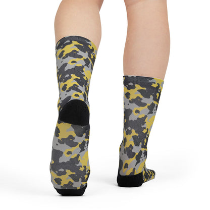 Camo Socks | Yellow, Black, and Silver | Sublimation Crew