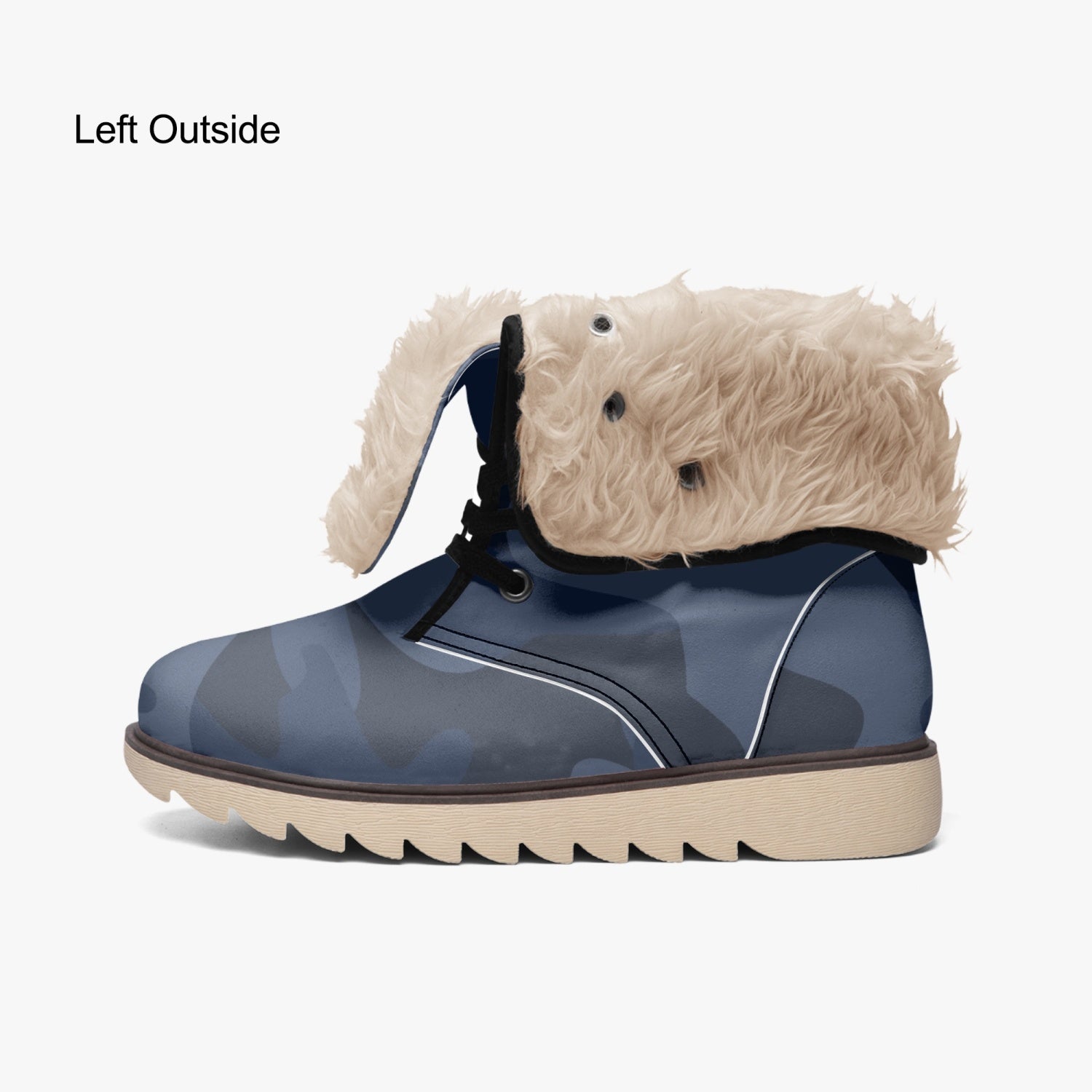 Camo Boots | Deep Blue Cotton-Pad Fur Lining