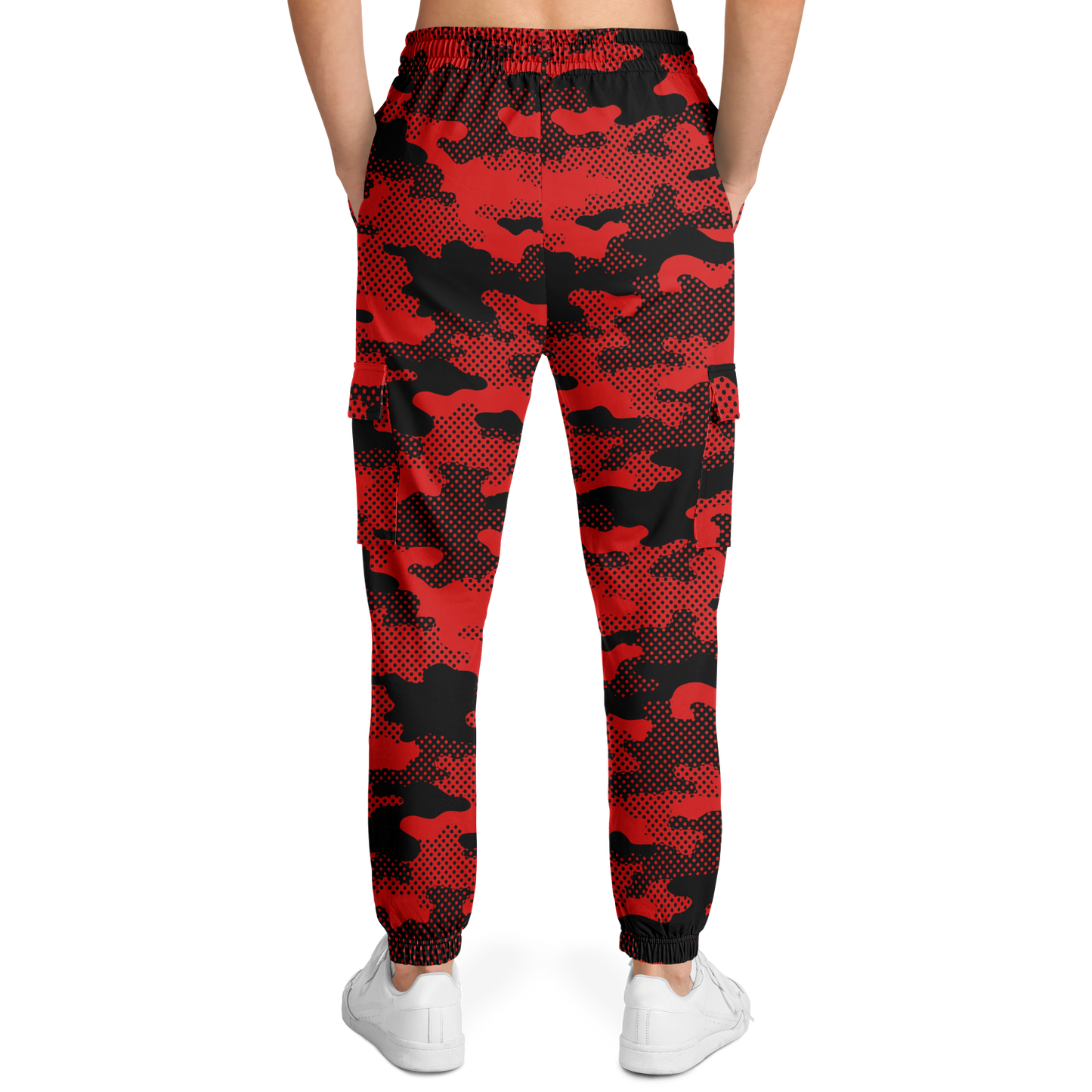 Black & Red Camo Cargo Pants | Pixel Camouflage | Unisex