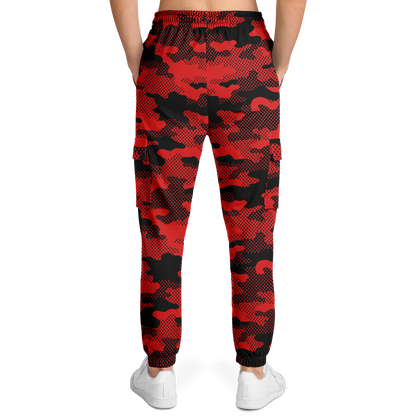 Black & Red Camo Cargo Pants | Pixel Camouflage | Unisex