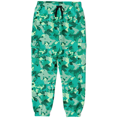 Cyan Green Camo Cargo Pants | Unisex