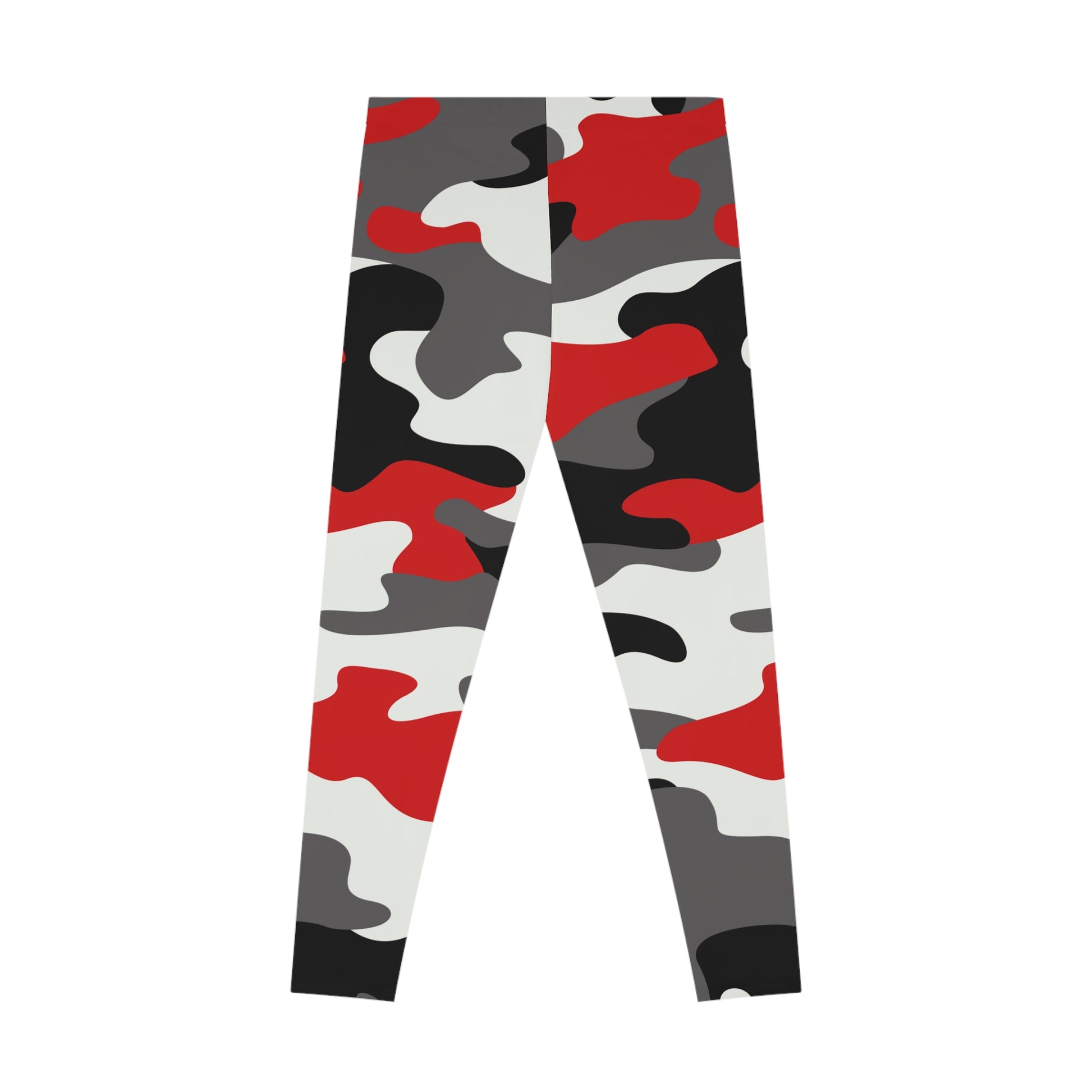 Red, Black, and White Camo Leggings For Women