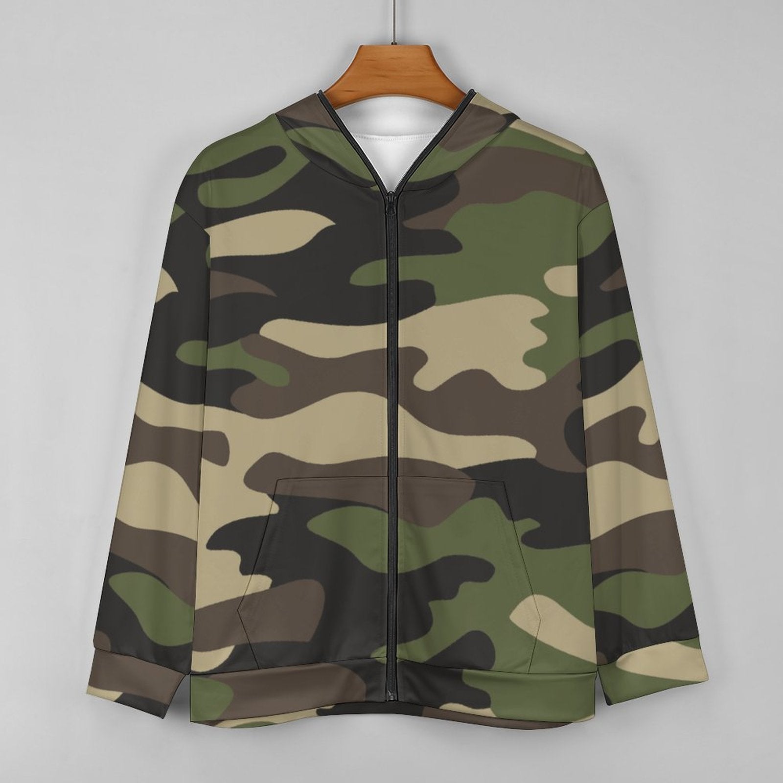 Zip up Camo Hoodie | Classic Green Camouflage