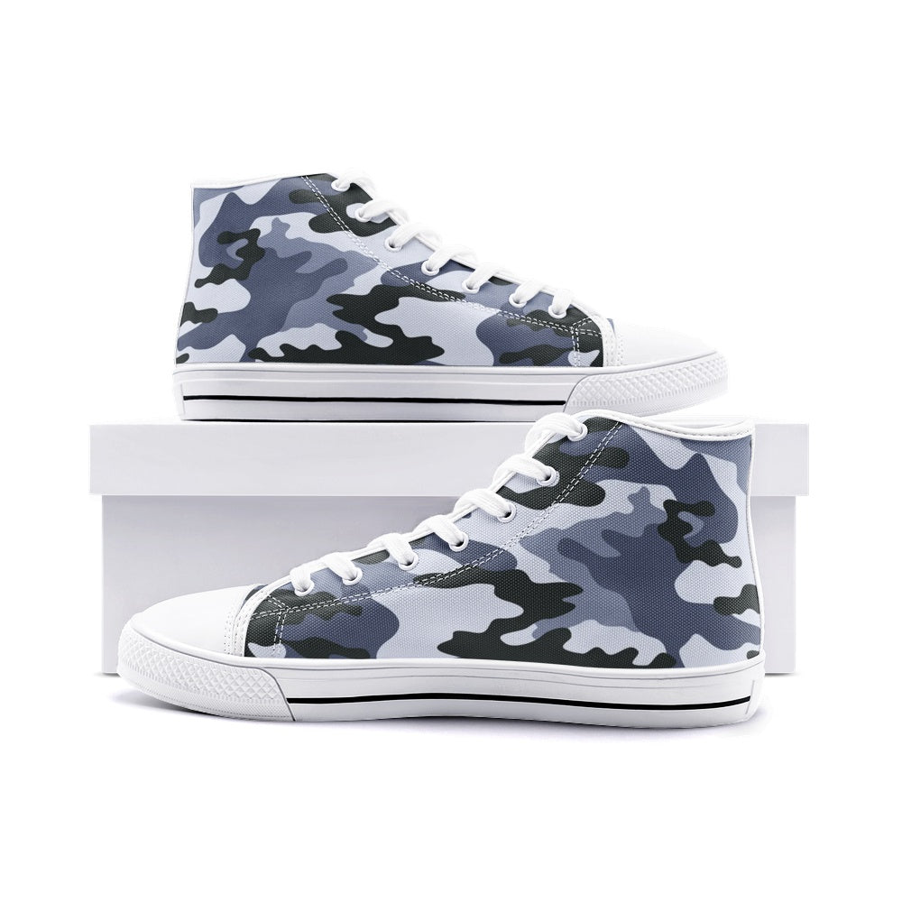 Camo Shoes | High Top Canvas | Light Blue Camouflage