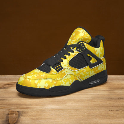 Yellow Camo Jordans AJ4 | Digital Pixel Camouflage