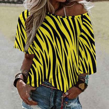 Off The Shoulder Top | Black and Yellow Zebra Shirt