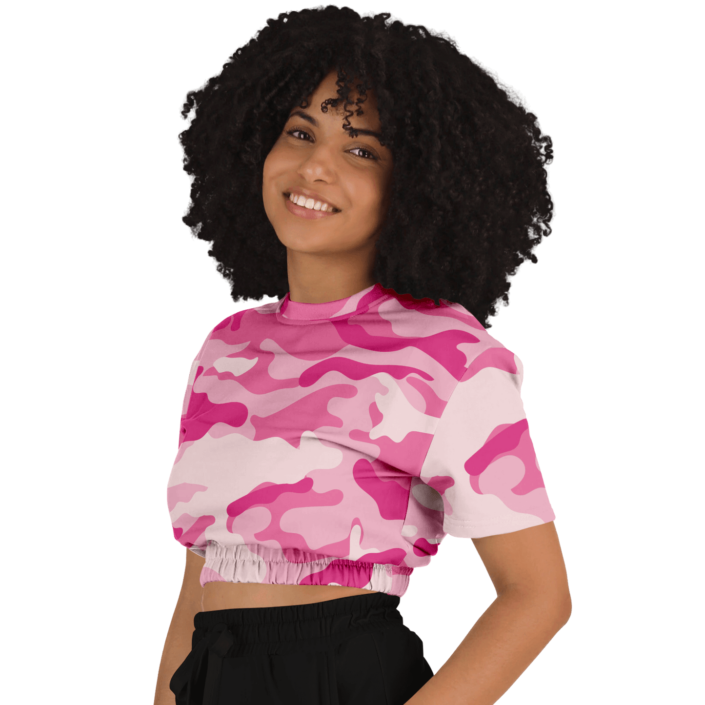 Camo Crop Top Sweatshirt | Lavender Pink Camouflage