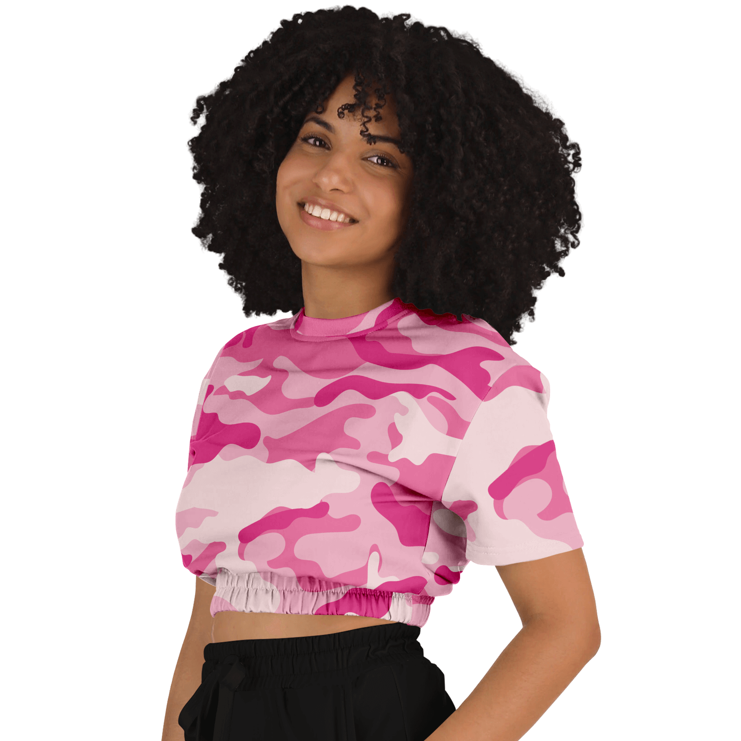 Camo Crop Top Sweatshirt | Lavender Pink Camouflage