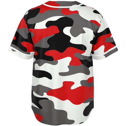 Camo Baseball Jersey | Red, Black & White Camouflage