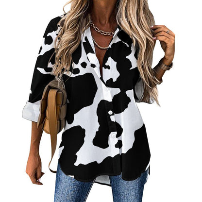 Women's Button-Up Camo Shirt | Black & White