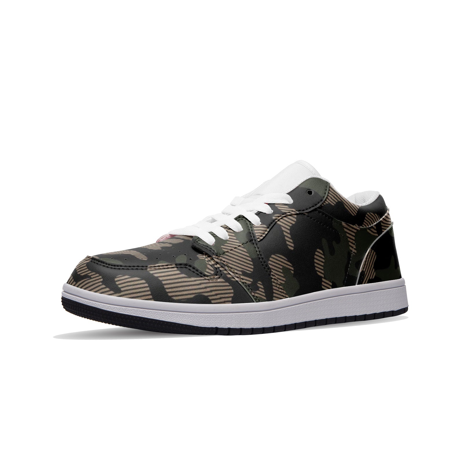 Military Green Camo Sneakers | Unisex Low Top Leather