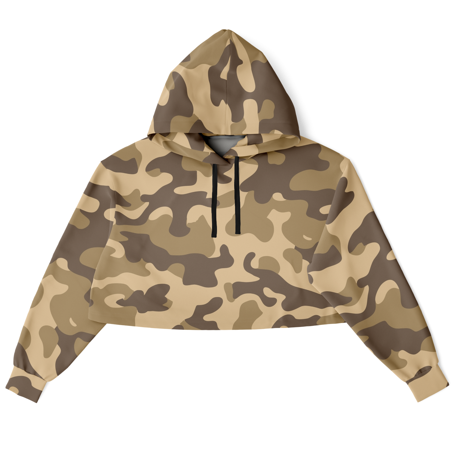 Cropped Hoodie For Women | Khaki Camouflage