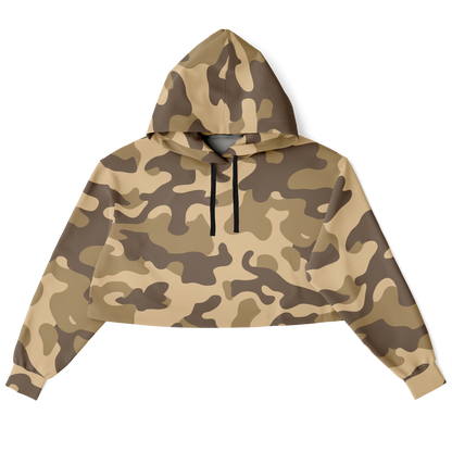 Cropped Hoodie For Women | Khaki Camouflage