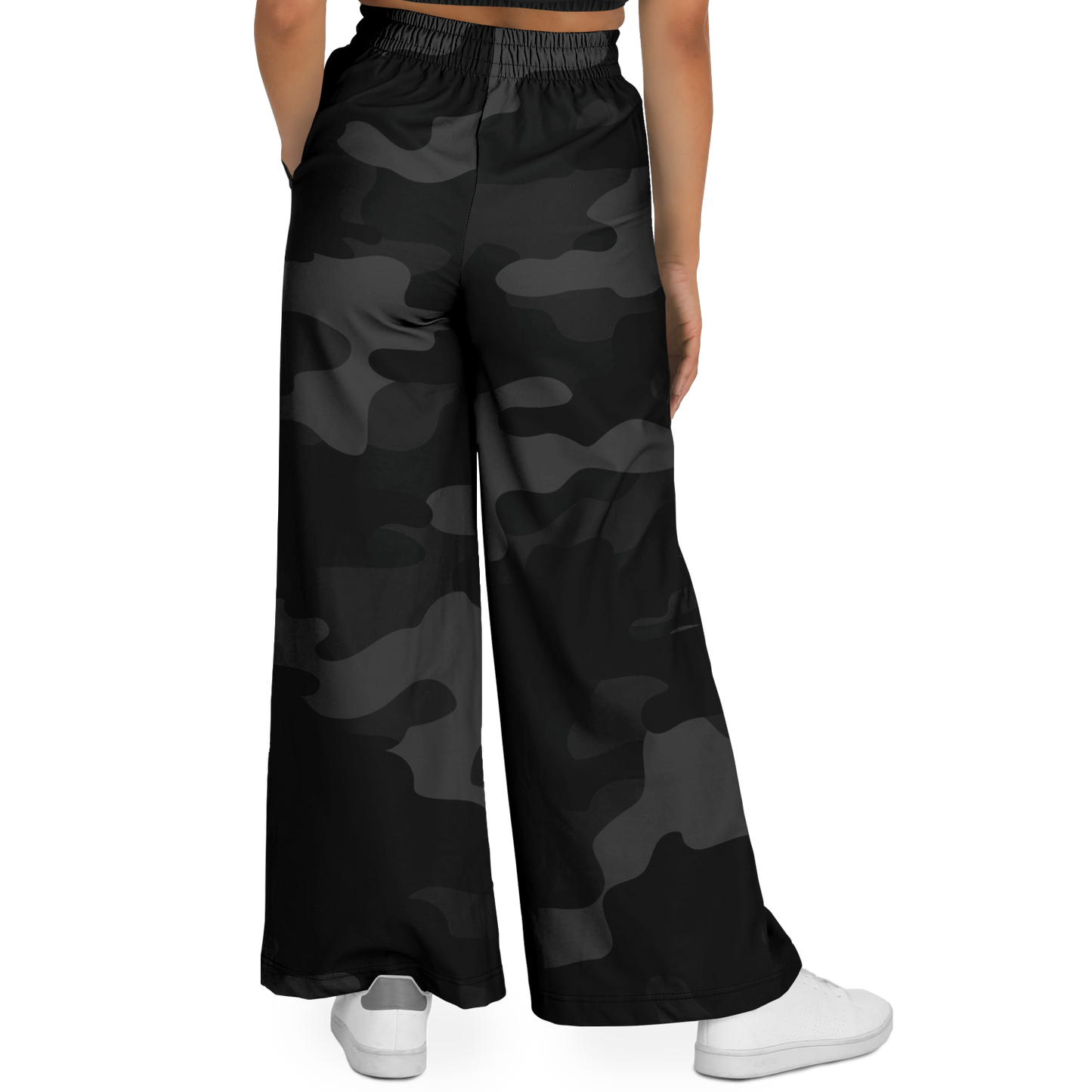 Camo Wide Leg Pants | Black Camouflage