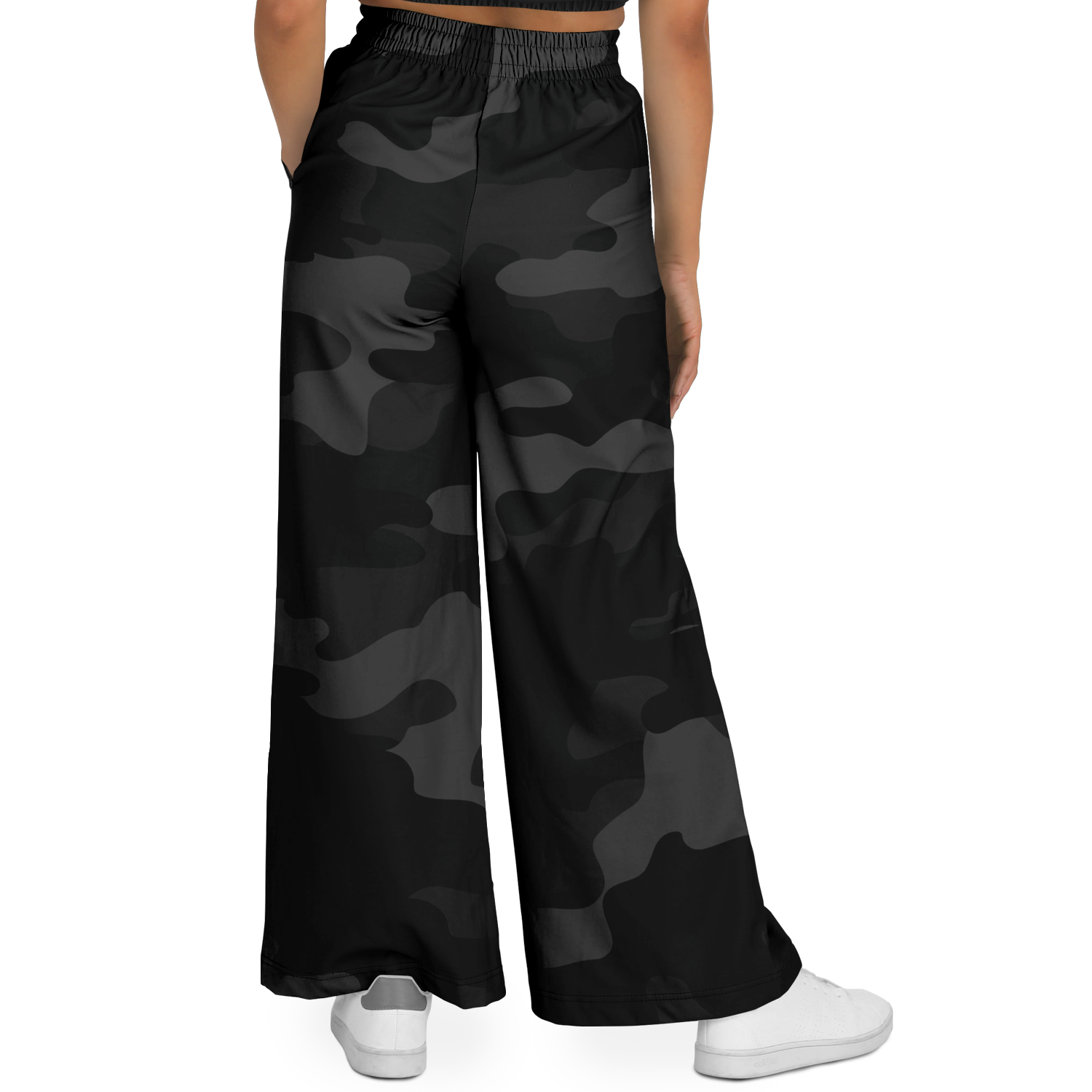 Camo Wide Leg Pants | Black Camouflage