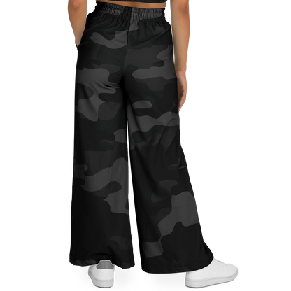 Camo Wide Leg Pants | Black Camouflage