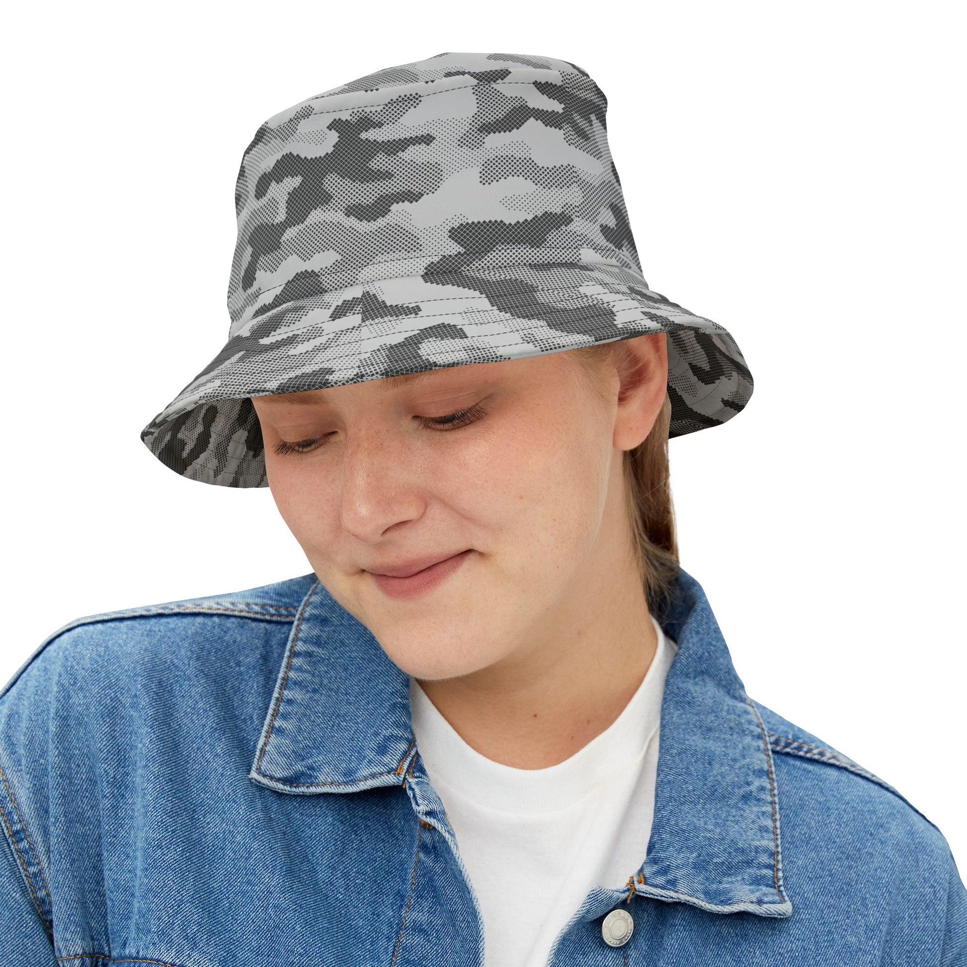 Camo Bucket Hat | Black & White Digital Camouflage