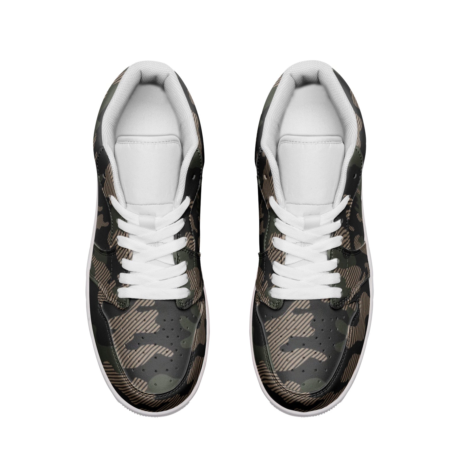 Military Green Camo Sneakers | Unisex Low Top Leather