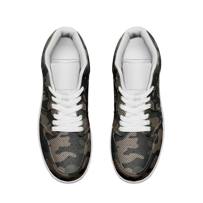 Military Green Camo Sneakers | Unisex Low Top Leather