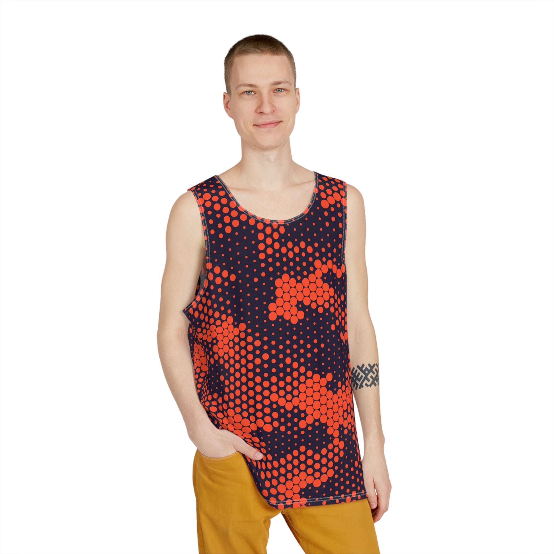 Men's Camo Tank Top | Orange & Blue Digital | Loose Fit