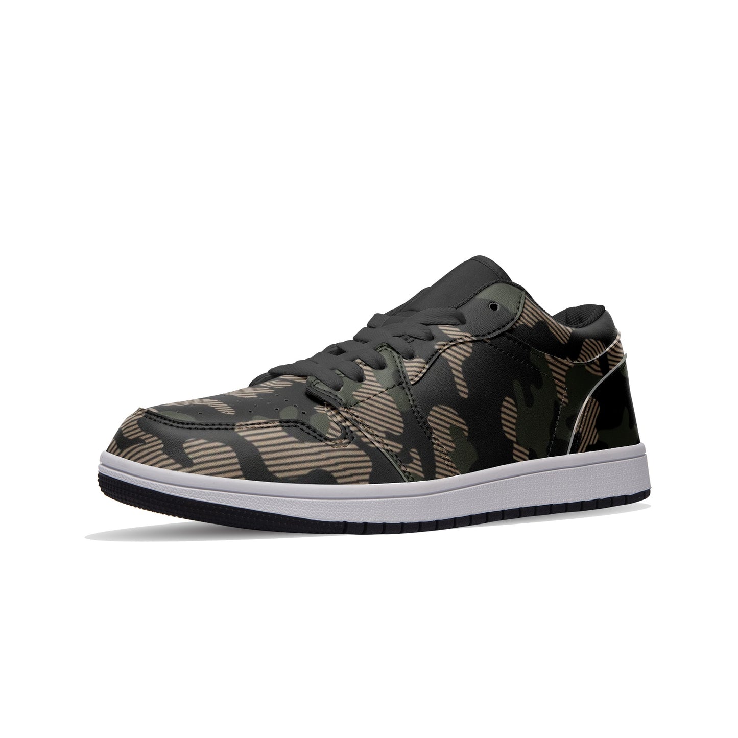 Military Green Camo Sneakers | Unisex Low Top Leather