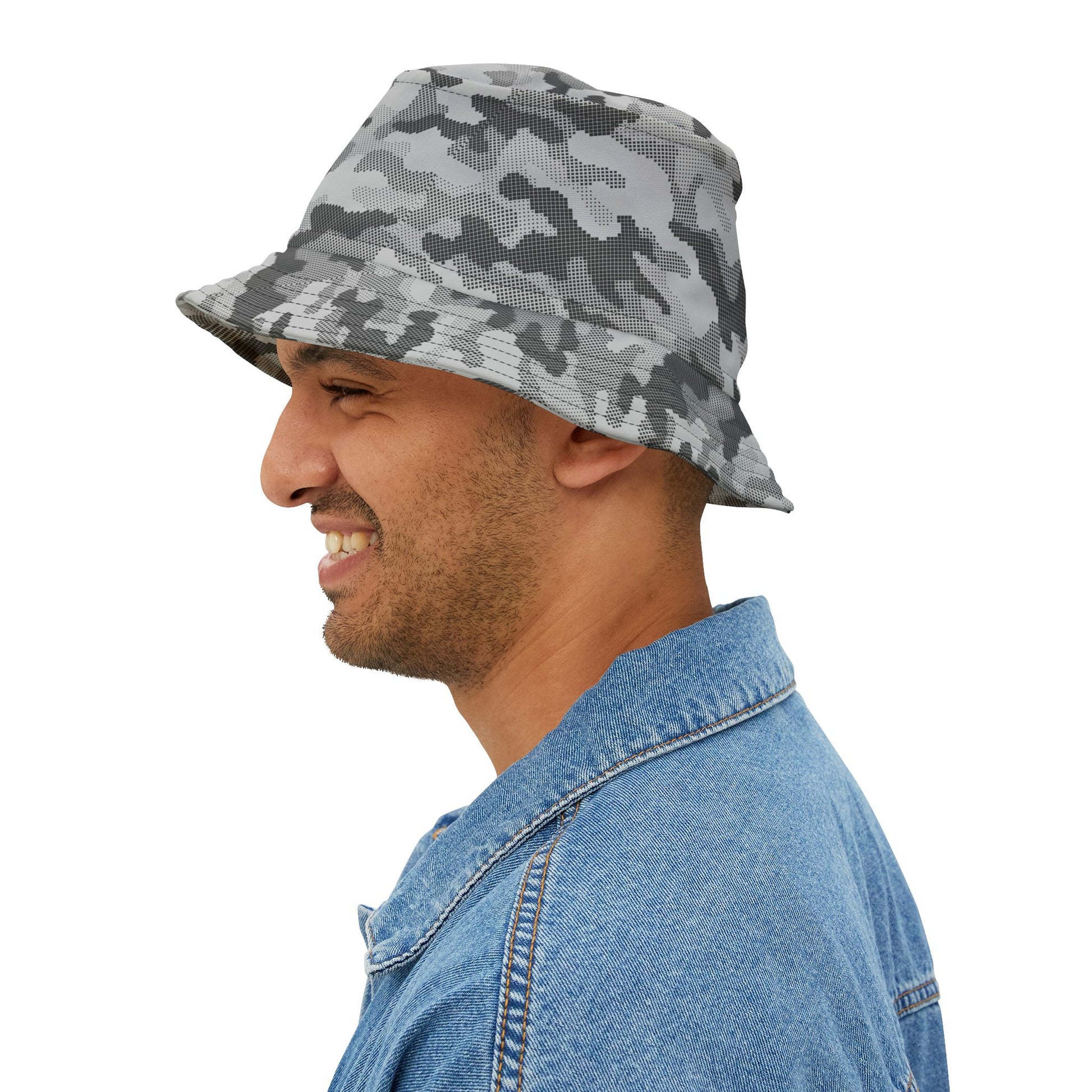 Camo Bucket Hat | Black & White Digital Camouflage