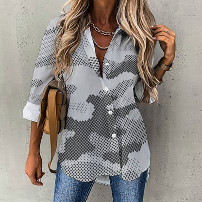 Women's Button-Up Camo Shirt | Gray Digital