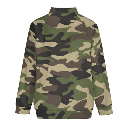 Camo Shirt | Raglan Zip-up | Classic Green Camouflage