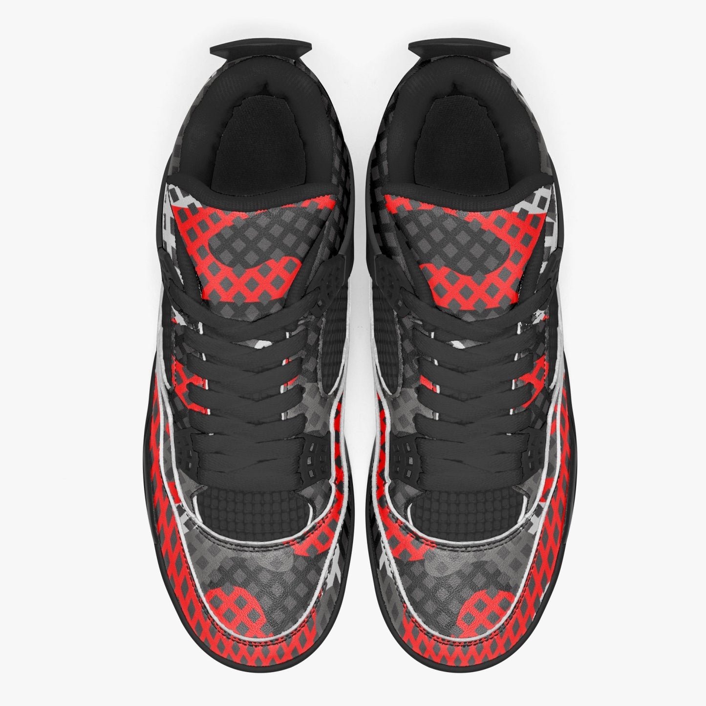 Camo Jordans AJ4 | Mixed Red, Gray & Black Pixel Camouflage