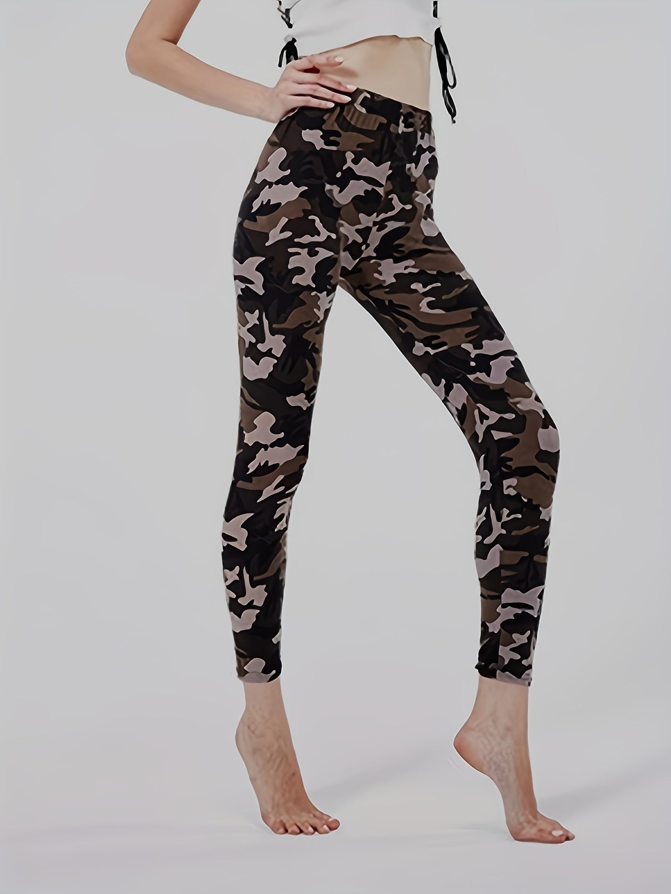 Leggings con estampado de camuflaje | Pantalones ajustados elásticos informales para uso diario