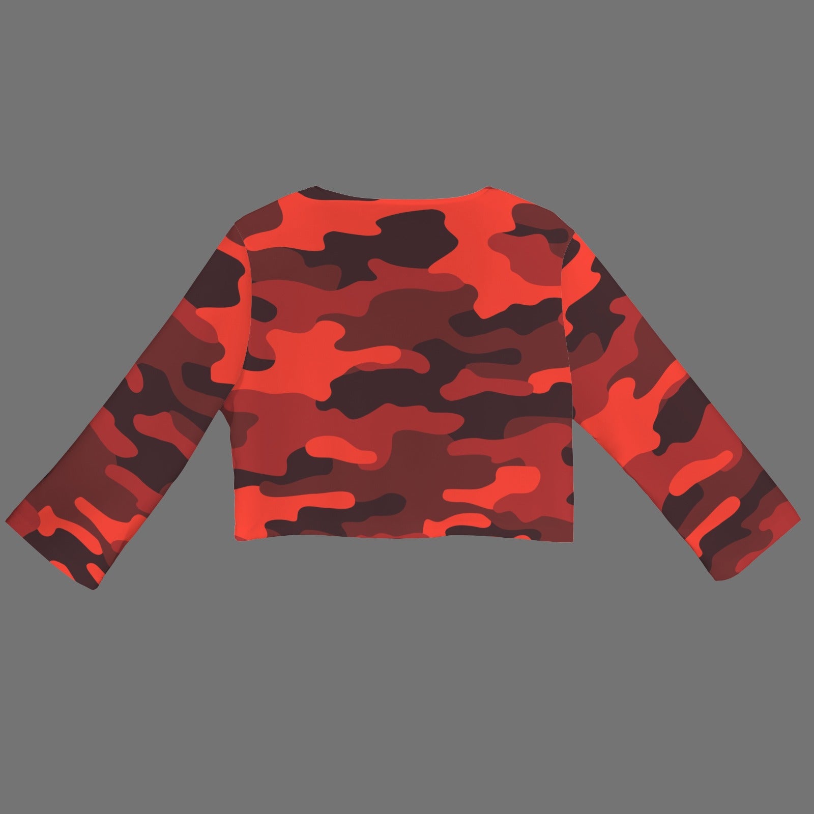 Camo Blazer | Cropped Open Front | Scarlet Red and Black Camouflage