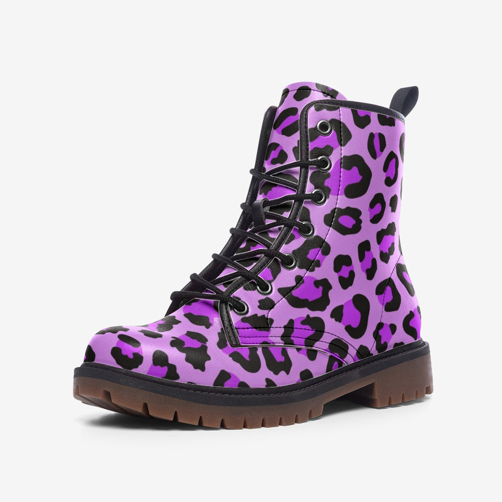 Leopard Boots | Lightweight Leather | Purple, Blue and Black