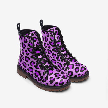 Leopard Boots | Lightweight Leather | Purple, Blue and Black