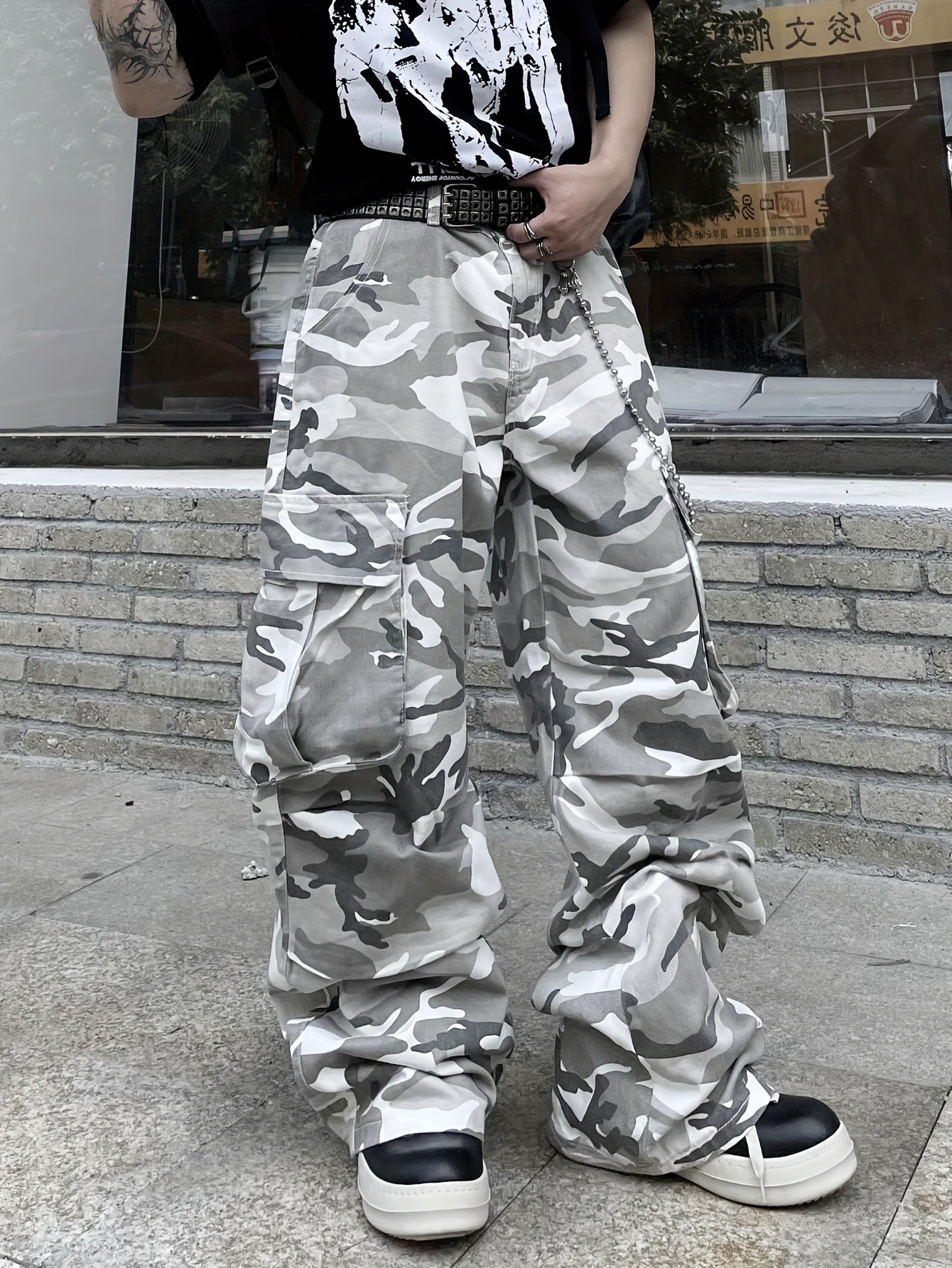 Men's Casual Camo Cargo Pants | Loose Fit, Multi-Pocket