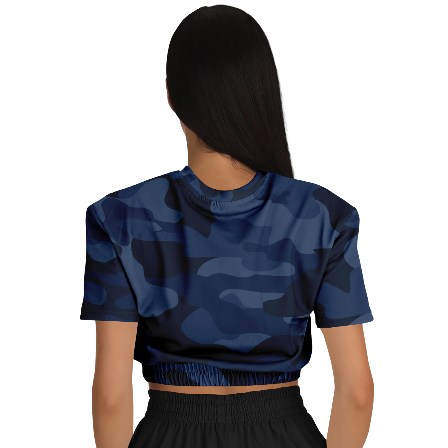 Camo Crop Top Sweatshirt | Deep Blue Camouflage