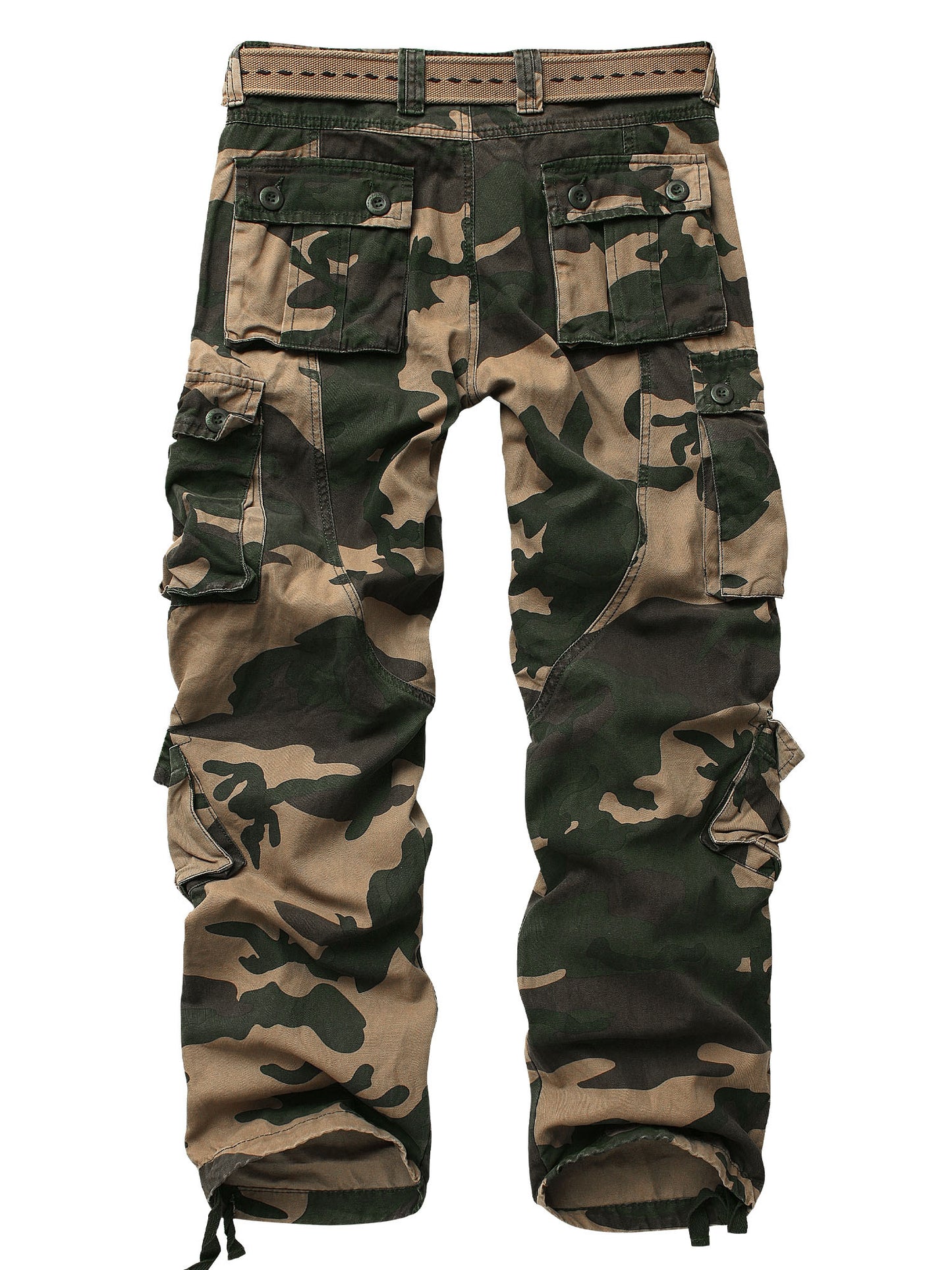 Men's Camo Cargo Pants - Durable Cotton, Multi-Pocket Design