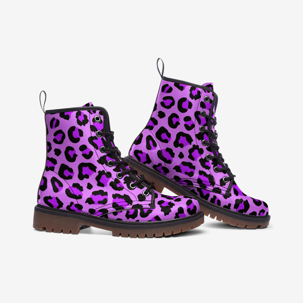 Leopard Boots | Lightweight Leather | Purple, Blue and Black