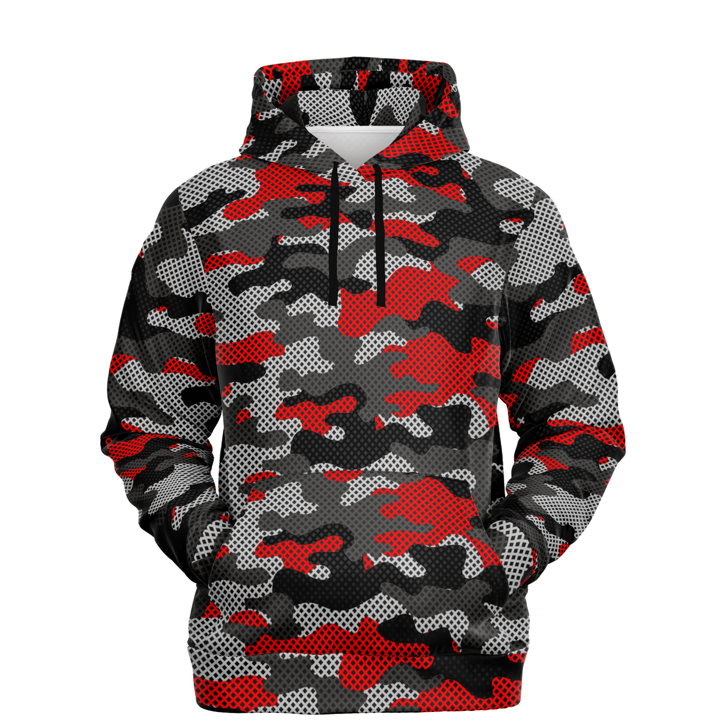 Red Camo Hoodie | Black and Gray Pixel Camouflage