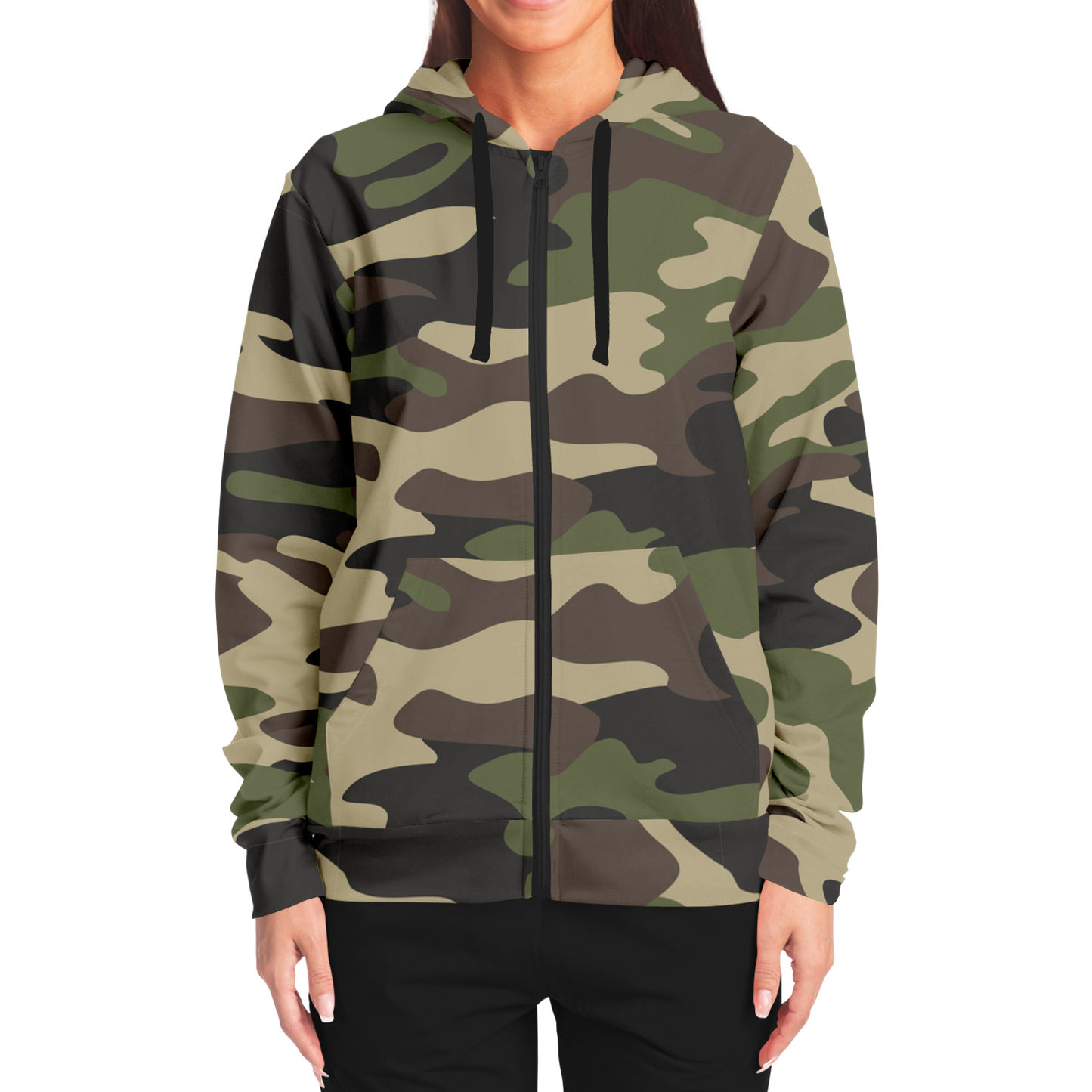 Zip-Up Hoodie | Classic Green Camouflage