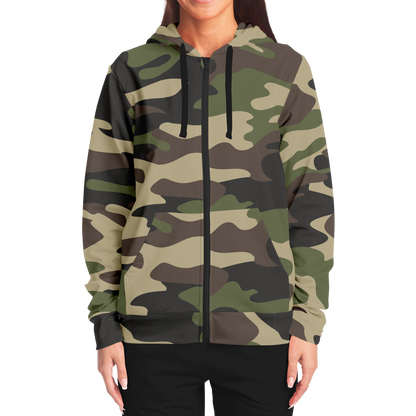 Zip-Up Hoodie | Classic Green Camouflage