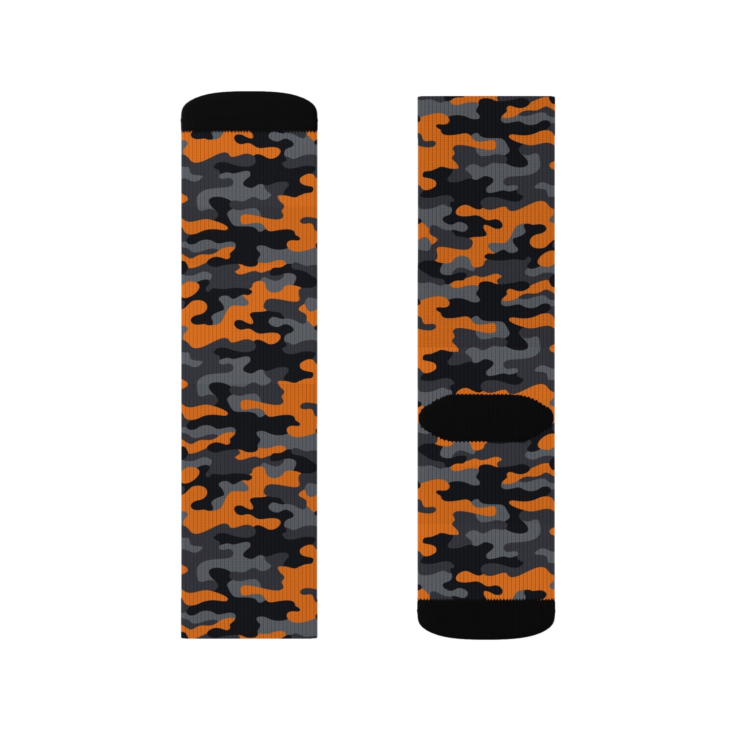 Camo Socks | Orange, Black, and Gray Camouflage